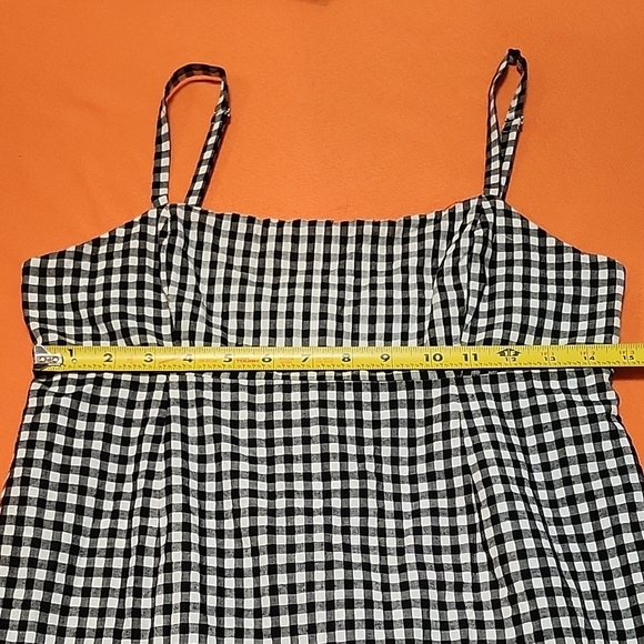 Black and White Gingham Mini Dress, Summer Picnic Dress With Gingham Wristlet - Picture 8 of 11
